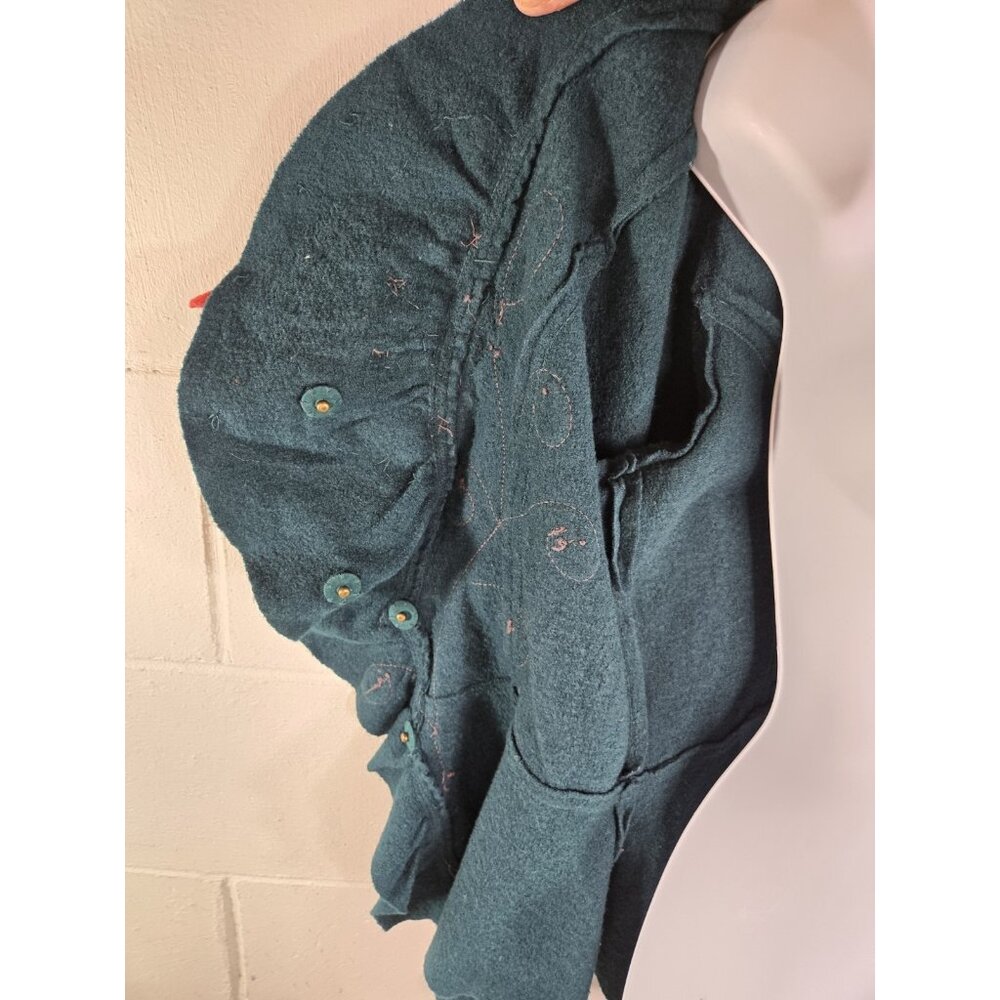 Sleeping on Snow Anthropologie Green Felted Wool Peplum Cardigan Jacket - Picture 9 of 12
